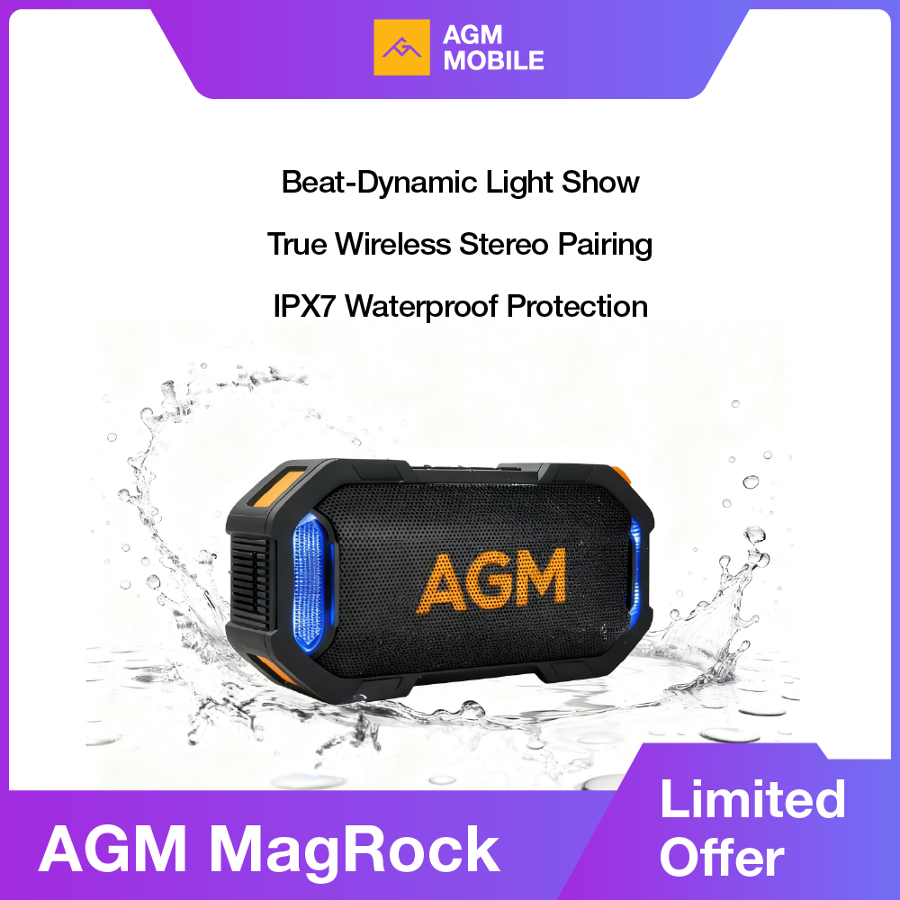 Bluetooth Speaker Waterproof - ลำโพงไร้สาย AGM Outdoor บลูทูธ 5.3 เสียงสเตอริโอ