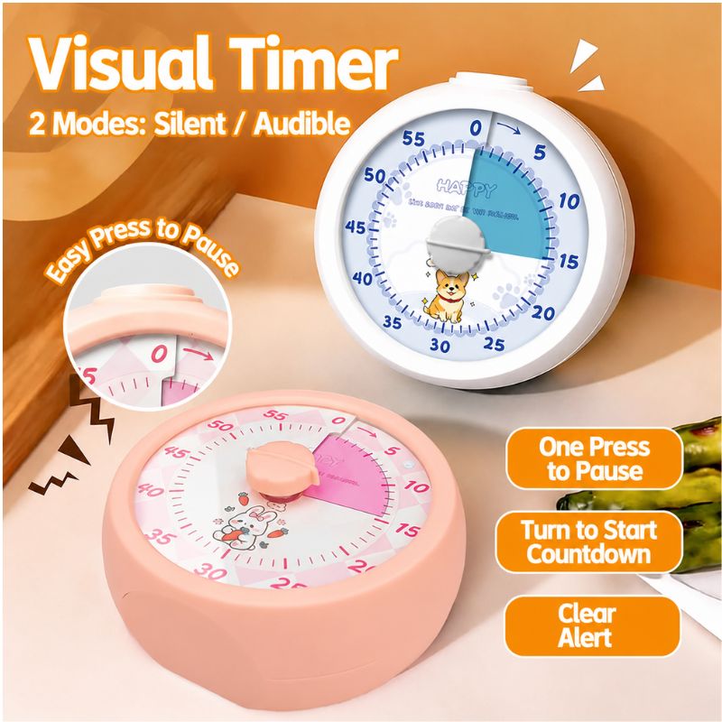 Electronics Gadgets For Kids - นาฬิกาจับเวลาแบบหมุนได้ ตัวจับเวลาแบบมองเห็นได้ นาฬิกาปลุก อุปกรณ์ช่วยสร้างวินัยในตนเองสำหรับเด็ก อุปกรณ์ช่วยเรียนรู้สำหรับนักเรียน ตัวเตือนเวลาเรียน